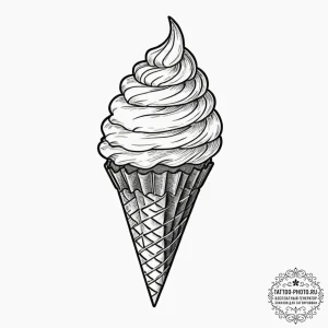 Tattoo design a tiny, stylized cupcake or ice... - эскиз тату (№1751123171_0, 28.06.2025 15:06) — tattoo-photo.ru