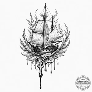 A hand writing with a quill that drips blood,... - эскиз тату (№1751123463_0, 28.06.2025 15:11) — tattoo-photo.ru
