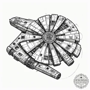 The millennium falcon blueprint, artistic tat... - эскиз тату (№1751123650_0, 28.06.2025 15:14) — tattoo-photo.ru