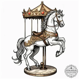Carousel horse, tattoo line art, new school t... - эскиз тату (№1751124936_0, 28.06.2025 15:35) — tattoo-photo.ru