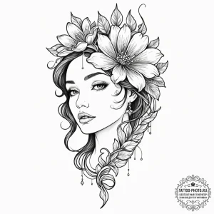 Tattoo design a flower where the stem is a pi... - эскиз тату (№1751125348_0, 28.06.2025 15:42) — tattoo-photo.ru