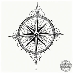 Tattoo design a compass pointing to an abstra... - эскиз тату (№1751125763_0, 28.06.2025 15:49) — tattoo-photo.ru