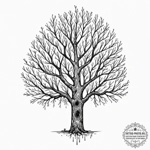 Tattoo sketch a tree whose bark has the textu... - эскиз тату (№1751125862_0, 28.06.2025 15:51) — tattoo-photo.ru