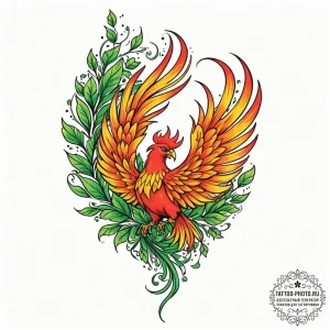 Tattoo design a phoenix whose feathers are ma... - эскиз тату (№1751125964_0, 28.06.2025 15:52) — tattoo-photo.ru