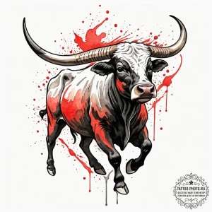 Tattoo design a taurus bull, depicted in a fl... - эскиз тату (№1751126182_0, 28.06.2025 15:56) — tattoo-photo.ru