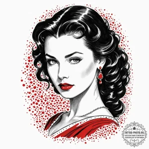 A graphic novel portrait of scarlett o'hara f... - эскиз тату (№1751126821_0, 28.06.2025 16:07) — tattoo-photo.ru