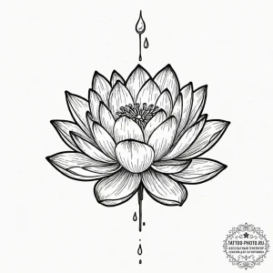 Tattoo sketch a lotus flower with a single, p... - эскиз тату (№1751129751_0, 28.06.2025 16:55) — tattoo-photo.ru