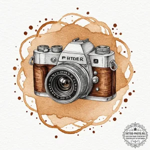Tattoo sketch a stylized camera lens on one,... - эскиз тату (№1751129855_0, 28.06.2025 16:57) — tattoo-photo.ru