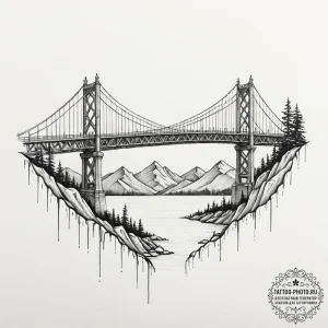 Tattoo design a powerful bridge, symbolizing... - эскиз тату (№1751130800_0, 28.06.2025 17:13) — tattoo-photo.ru