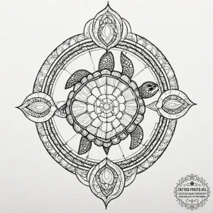 Tattoo design a turtle family, representing l... - эскиз тату (№1751130901_0, 28.06.2025 17:15) — tattoo-photo.ru
