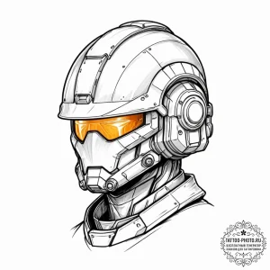 Tattoo design a sleek, futuristic soldier's h... - эскиз тату (№1751131530_0, 28.06.2025 17:25) — tattoo-photo.ru