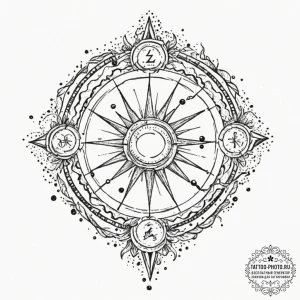 Tattoo sketch a zodiac glyph with its corresp... - эскиз тату (№1751132157_0, 28.06.2025 17:35) — tattoo-photo.ru