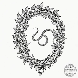 Tattoo sketch an uroboros serpent with a body... - эскиз тату (№1751132688_0, 28.06.2025 17:44) — tattoo-photo.ru