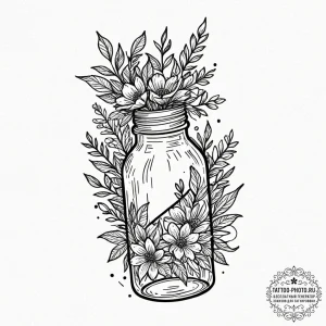 Tattoo sketch a plant growing inside a broken... - эскиз тату (№1751132917_0, 28.06.2025 17:48) — tattoo-photo.ru