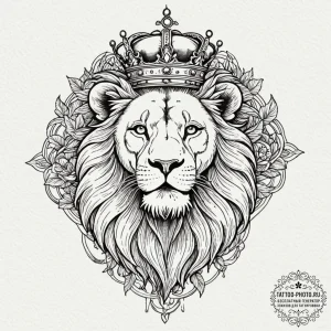 Lion with crown, tattoo drawing outline, neo... - эскиз тату (№1751133565_0, 28.06.2025 17:59) — tattoo-photo.ru