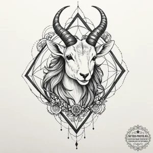Tattoo design a capricorn goat-fish, half ear... - эскиз тату (№1751133674_0, 28.06.2025 18:01) — tattoo-photo.ru