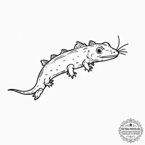 Axolotl, artistic tattoo sketch, black outlin... - эскиз тату (№1751134516_0, 28.06.2025 18:15) — tattoo-photo.ru