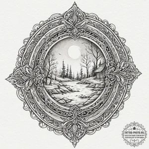 Tattoo design a sturdy, ancient stone well.,... - эскиз тату (№1751135227_0, 28.06.2025 18:27) — tattoo-photo.ru
