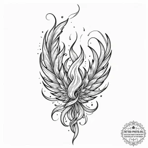 Tattoo design a phoenix feather, where the qu... - эскиз тату (№1751135411_0, 28.06.2025 18:30) — tattoo-photo.ru