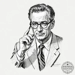 A sketch of the professor, adjusting his glas... - эскиз тату (№1751135510_0, 28.06.2025 18:31) — tattoo-photo.ru