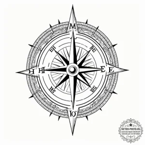 Tattoo design a compass pointing "home" with... - эскиз тату (№1751136669_0, 28.06.2025 18:51) — tattoo-photo.ru
