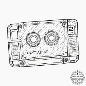 A linework tattoo of the "outatime" license p... - эскиз тату (№1751136985_0, 28.06.2025 18:56) — tattoo-photo.ru