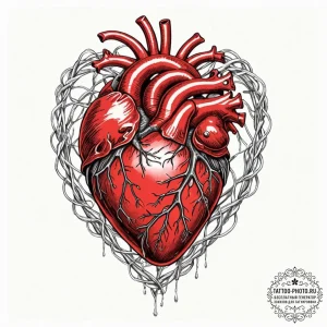 Anatomical heart as a cage with a bird inside... - эскиз тату (№1751137094_0, 28.06.2025 18:58) — tattoo-photo.ru
