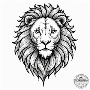 Tattoo sketch a subtle leo lion outline, with... - эскиз тату (№1751137277_0, 28.06.2025 19:01) — tattoo-photo.ru