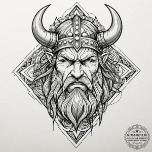 Tattoo design a viking berserker's face, mid-... - эскиз тату (№1751139178_0, 28.06.2025 19:32) — tattoo-photo.ru