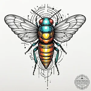 Tattoo design a cicada with a glowing, intric... - эскиз тату (№1751139905_0, 28.06.2025 19:45) — tattoo-photo.ru