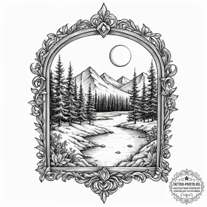 Tattoo sketch a small, stylized window lookin... - эскиз тату (№1751140509_0, 28.06.2025 19:55) — tattoo-photo.ru