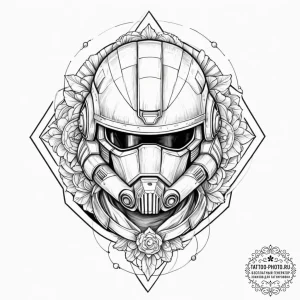 Tattoo sketch a space marine's helmet with a... - эскиз тату (№1751141557_0, 28.06.2025 20:12) — tattoo-photo.ru