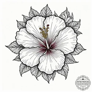 Hibiscus, artistic tattoo sketch, black outli... - эскиз тату (№1751141652_0, 28.06.2025 20:14) — tattoo-photo.ru
