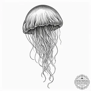 Tattoo sketch a delicate, ethereal jellyfish... - эскиз тату (№1751142400_0, 28.06.2025 20:26) — tattoo-photo.ru