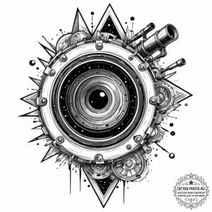 Tattoo design a telescope that is broken, its... - эскиз тату (№1751142719_0, 28.06.2025 20:31) — tattoo-photo.ru