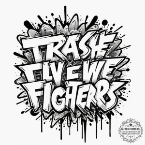 Trash polka art of the "long live the fighter... - эскиз тату (№1751142927_0, 28.06.2025 20:35) — tattoo-photo.ru