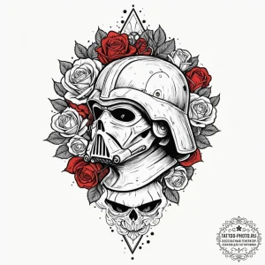 Trash polka style tattoo of luke skywalker fa... - эскиз тату (№1751143440_0, 28.06.2025 20:44) — tattoo-photo.ru