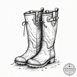 Tattoo sketch a pair of wellington boots, sug... - эскиз тату (№1751143546_0, 28.06.2025 20:45) — tattoo-photo.ru
