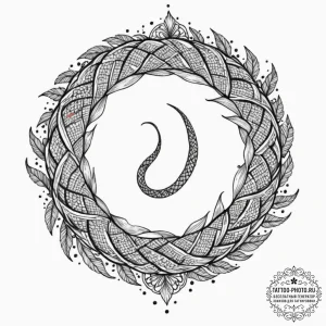 A dotwork mandala of the ouroboros, the snake... - эскиз тату (№1751143869_0, 28.06.2025 20:51) — tattoo-photo.ru