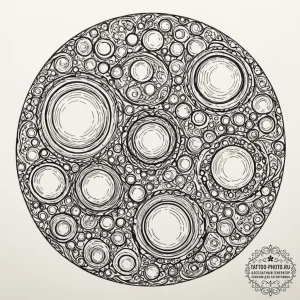 A close-up of soap bubbles, showing the swirl... - эскиз тату (№1751144169_0, 28.06.2025 20:56) — tattoo-photo.ru