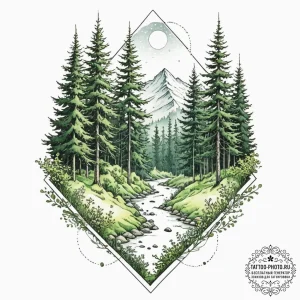 A watercolor sketch of the beautiful forest l... - эскиз тату (№1751145151_0, 28.06.2025 21:12) — tattoo-photo.ru