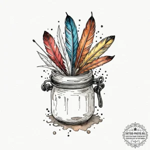 Tattoo design a minimalist feather quill and... - эскиз тату (№1751145251_0, 28.06.2025 21:14) — tattoo-photo.ru