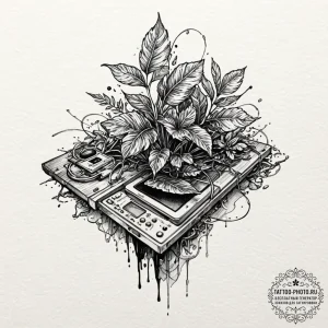 Tattoo sketch a beautiful, lush plant growing... - эскиз тату (№1751145346_0, 28.06.2025 21:15) — tattoo-photo.ru