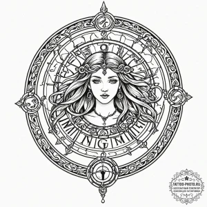 Tattoo sketch a zodiac glyph with a small, el... - эскиз тату (№1751145957_0, 28.06.2025 21:25) — tattoo-photo.ru