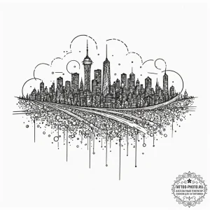 A blurred, abstract photo of city lights at n... - эскиз тату (№1751148166_0, 28.06.2025 22:02) — tattoo-photo.ru