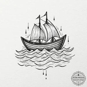 Tattoo design a small, simple raft made of ti... - эскиз тату (№1751148279_0, 28.06.2025 22:04) — tattoo-photo.ru