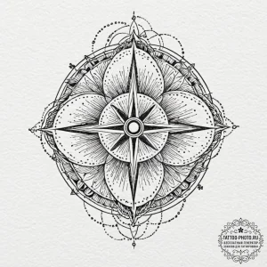 Tattoo design a flower that is also a compass... - эскиз тату (№1751148815_0, 28.06.2025 22:13) — tattoo-photo.ru
