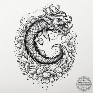 A neo-traditional design of the "don't panic"... - эскиз тату (№1751148999_0, 28.06.2025 22:16) — tattoo-photo.ru