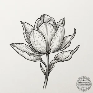 Tulip, tattoo line art, soft whip shading, pe... - эскиз тату (№1751149183_0, 28.06.2025 22:19) — tattoo-photo.ru