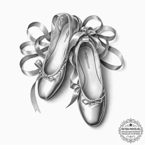 Tattoo design a graceful ballet slipper with... - эскиз тату (№1751149736_0, 28.06.2025 22:28) — tattoo-photo.ru